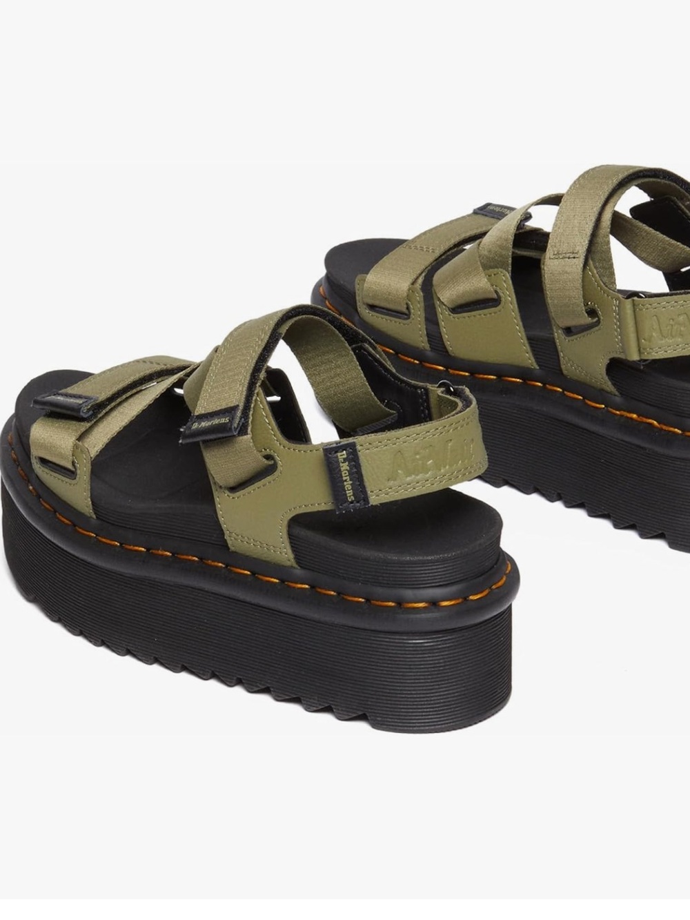 Dr. Martens Olive Green Platform Sandal with Black Sole